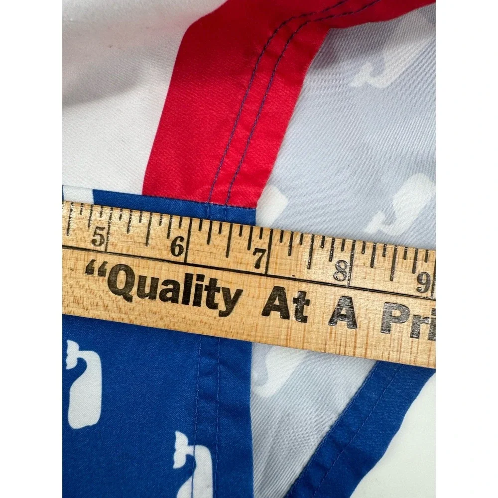 Vineyard Vines Men's Swim Shorts XXL USA Whale Striped Red White Blue Drawstring